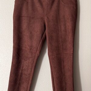 Elegant Brown Suede Skinny Jeans